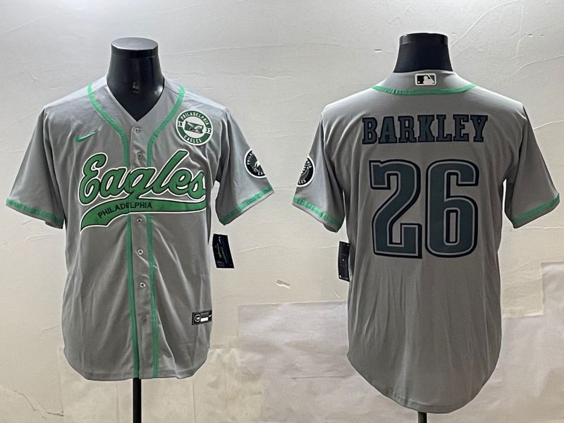 Men Philadelphia Eagles #26 Barkley Grey Jointly Name 2025 Nike Limited NFL Jersey style 6->los angeles dodgers->MLB Jersey